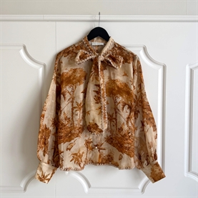 Zimmermann Indra Tie Neck Bluse, Coffee Safari 